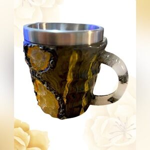 Yellow & Grey Agate Inspired Mug with Stainless Steel insert